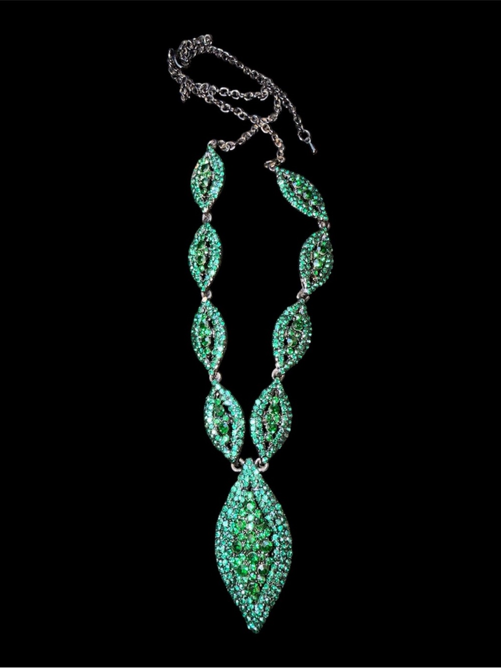 Emerald Crystal Marquise Pendant Necklace - Unbranded